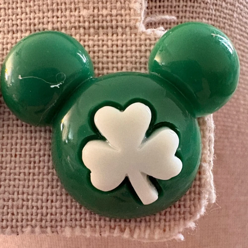 Green Shamrock Mickey Mouse Kids Earrings